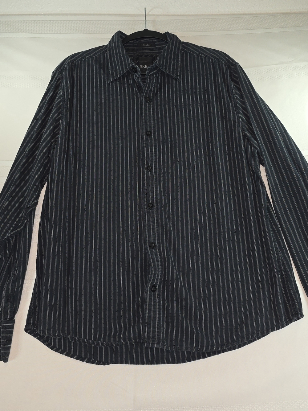 BKE Men’s Black Shirt with Gray Pinstripes